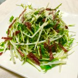水菜とサラミの簡単シーザーサラダ♡